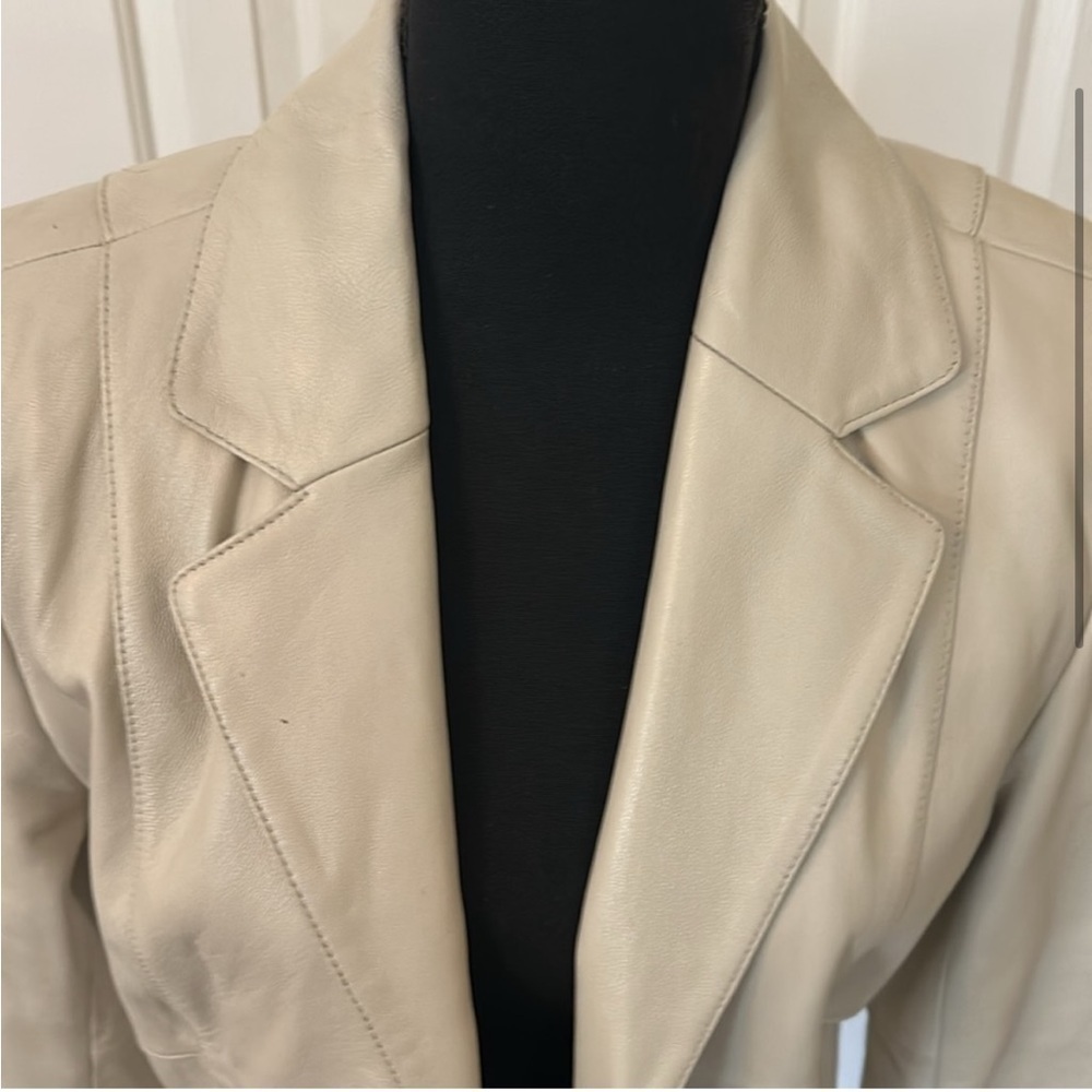 Cream Real Leather full length coat - Picture 8 of 11